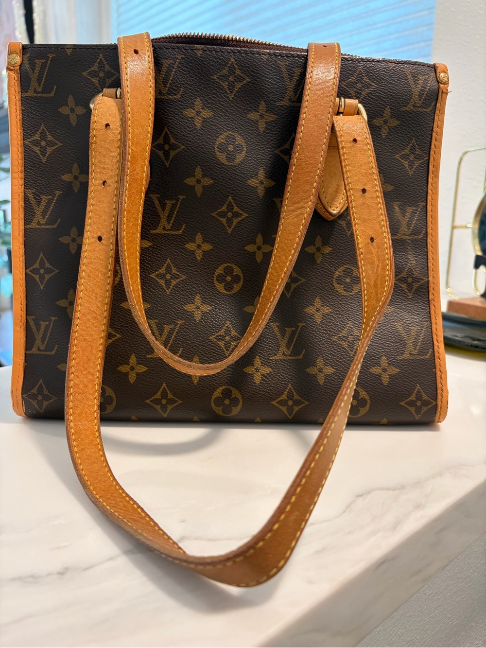 Louis Vuitton Monogram Canvas Tote in Brown and Tan Leather Trim - Picture 7 of 13